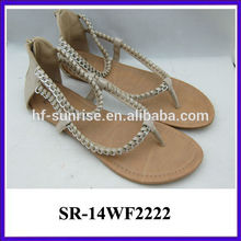 leather lady sandals summer fashion sandals jelwery chain sandals